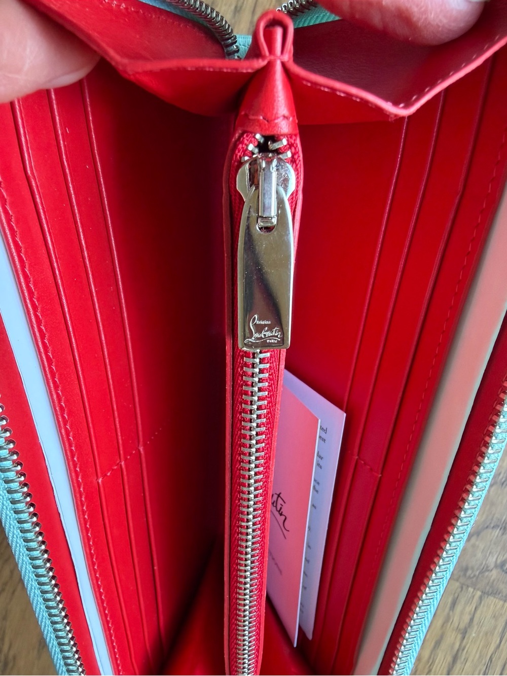 Christian Louboutin Panettone Mint Multicolor Stud Zip-Around Wallet - Picture 6 of 9